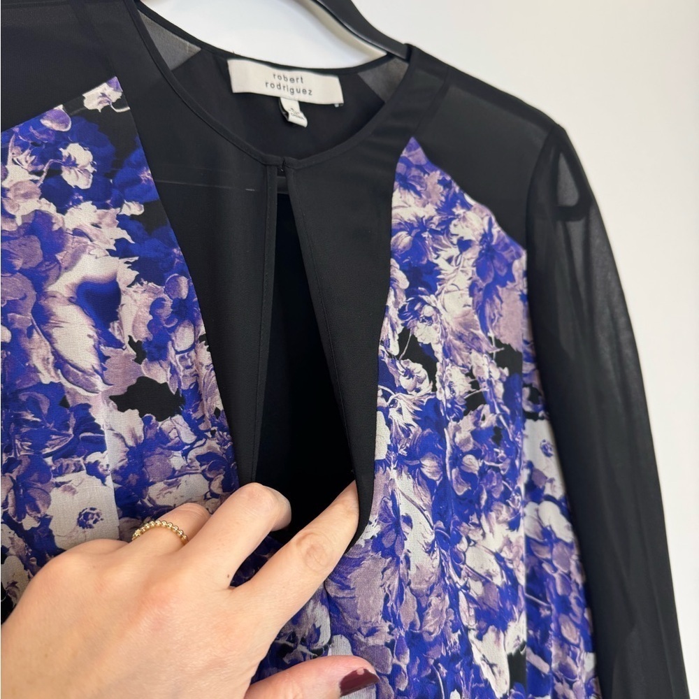 Robert Rodriguez Floral Print Silk Dress Sz 4 AMETHYST - Picture 6 of 13